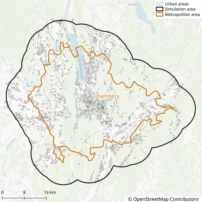 Urban areas imported from OSM